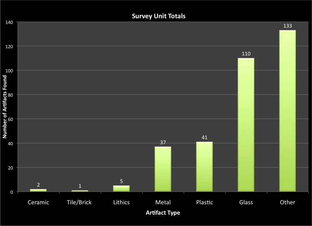 Total artifacts collected from the Women's League Cabin site. Note that 90 of the 'others' comes from a single unit (C1), designating a charcoal deposit with 90 pieces of charcoal. 