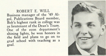 Robert Will in the 1950 Algol Yearbook